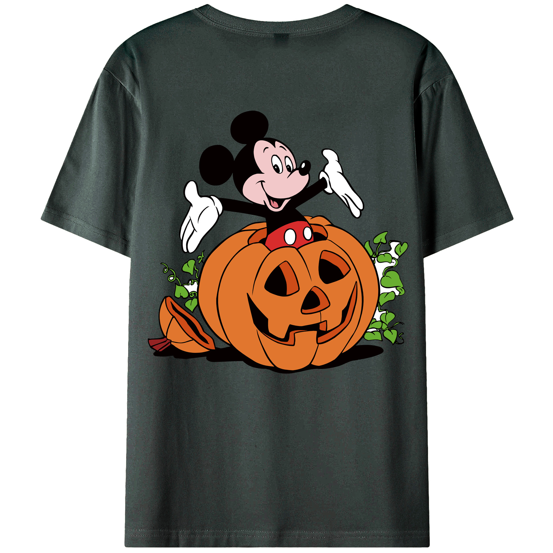 ミッキーマウス Mickey Mouse 綿100％ メンズ半袖Tシャツ（バックプリント） 通気性
